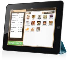 tablette tactile en caisse enregistreuse 